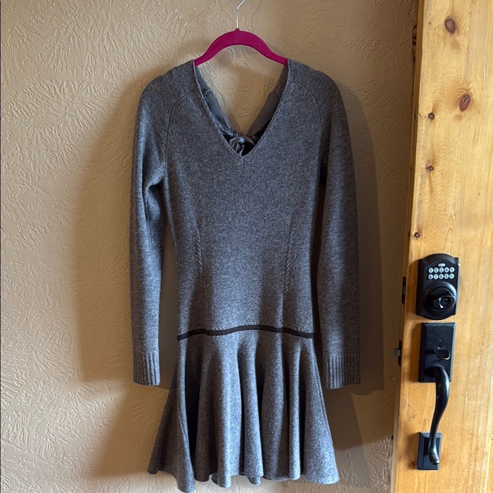 100% Wool Gray Knit Sweater Dress